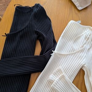 Zara Black and White Ribbed Tops